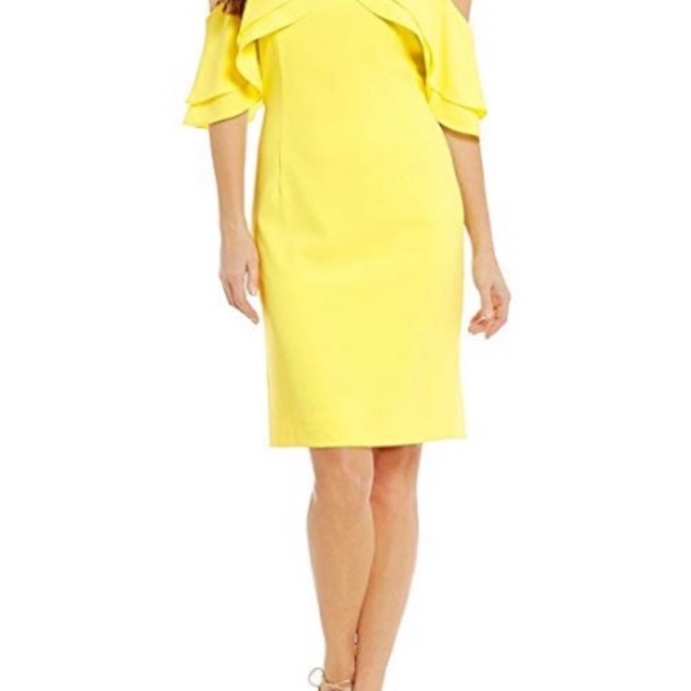ANTONIO MELANI Yellow Off-Shoulder Dress